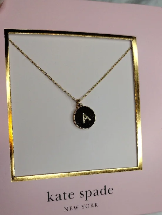 kate spade Gold Initial 'A' Pendant Necklace on Pink Card - Picture 3 of 5